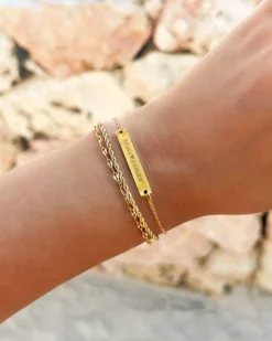Finaste Graveerbare Armband Bar Goud Kleurig Clearance