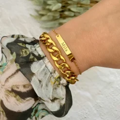 Finaste Graveerbare Armband Bar Goud Kleurig Clearance