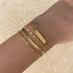 Finaste Graveerbare Armband Bar Goud Kleurig Clearance
