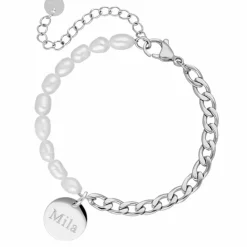 Finaste Graveerbare Armband Chain & Pearl Discount