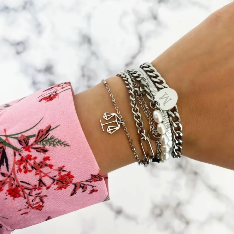 Finaste Graveerbare Armband Chain & Pearl Discount