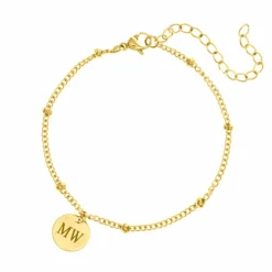 Finaste Graveerbare Armband Met Muntje Goudkleurig Clearance