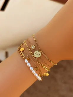 Finaste Graveerbare Armband Met Muntje Goudkleurig Clearance