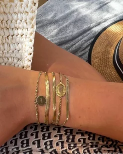 Finaste Graveerbare Armband Met Muntje Goudkleurig Clearance
