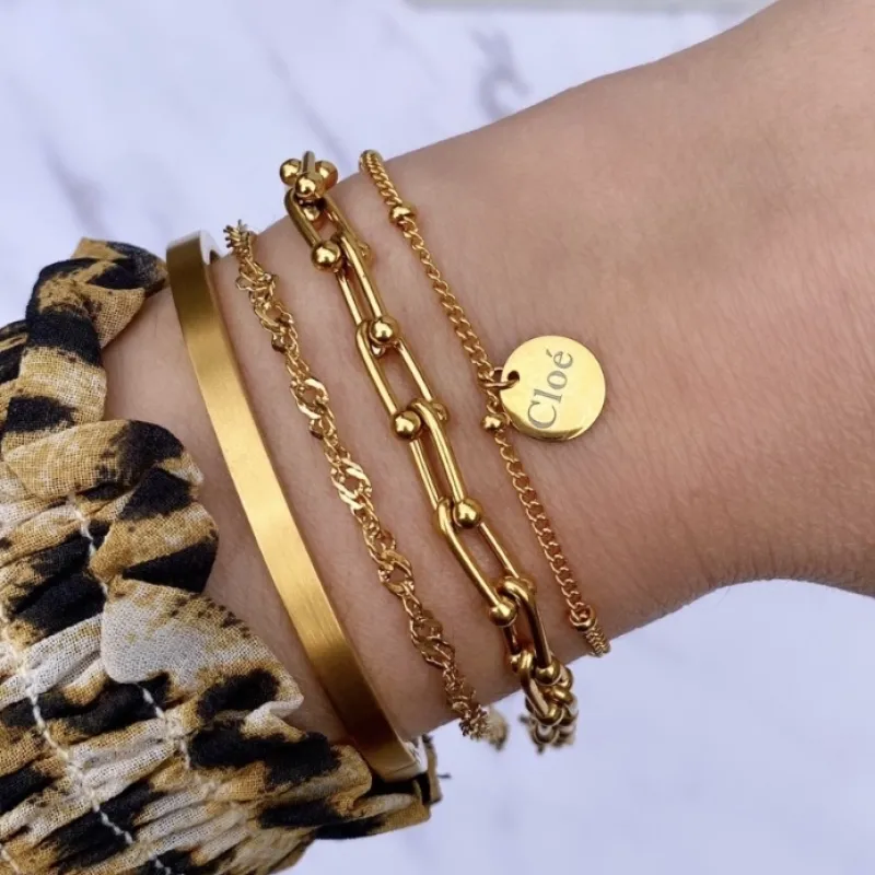 Finaste Graveerbare Armband Met Muntje Goudkleurig Clearance