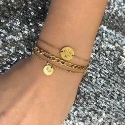 Finaste Graveerbare Armband Met Muntje Goudkleurig Clearance