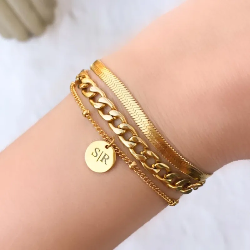 Finaste Graveerbare Armband Met Muntje Goudkleurig Clearance