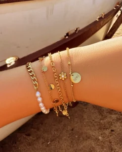 Finaste Graveerbare Armband Met Muntje Goudkleurig Clearance