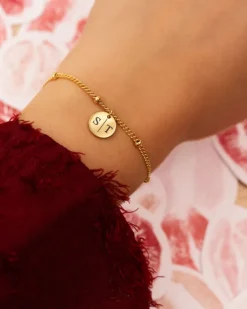 Finaste Graveerbare Armband Met Muntje Goudkleurig Clearance