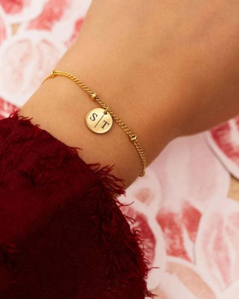 Finaste Graveerbare Armband Met Muntje Goudkleurig Clearance