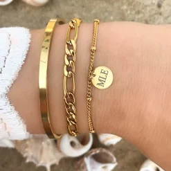 Finaste Graveerbare Armband Met Muntje Goudkleurig Clearance