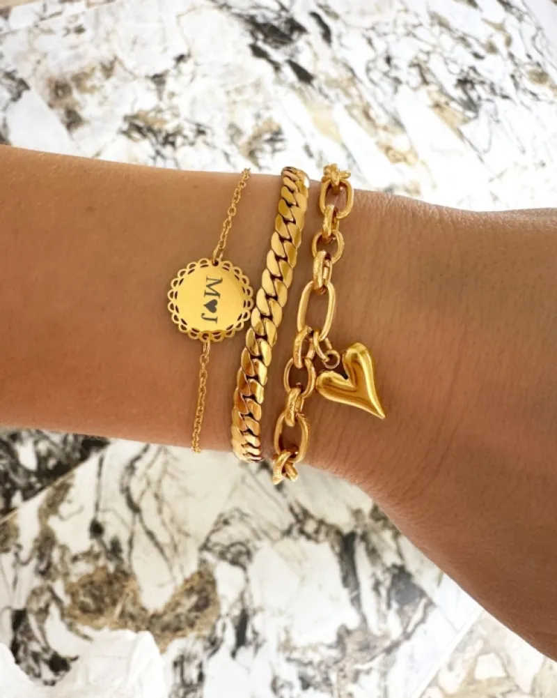 Finaste Graveerbare Armband Vintage Bedel Goudkleurig Clearance
