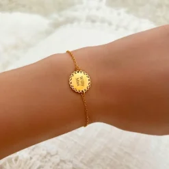 Finaste Graveerbare Armband Vintage Bedel Goudkleurig Clearance