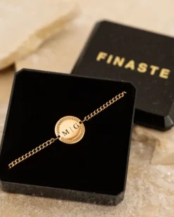 Finaste Graveerbare armband vintage coin goldplated Fashion