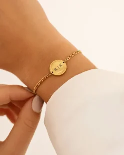 Finaste Graveerbare armband vintage coin goldplated Fashion