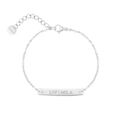 Finaste Graveerbare bar armband met steentjes Discount