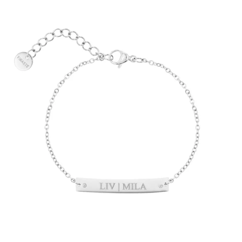 Finaste Graveerbare bar armband met steentjes Discount