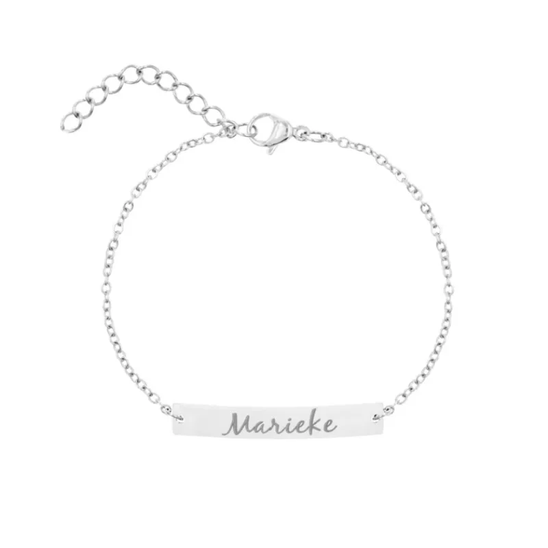 Finaste Graveerbare bar armband met sierletters Discount