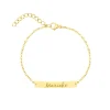 Finaste Graveerbare bar armband met sierletters goud kleurig Sale