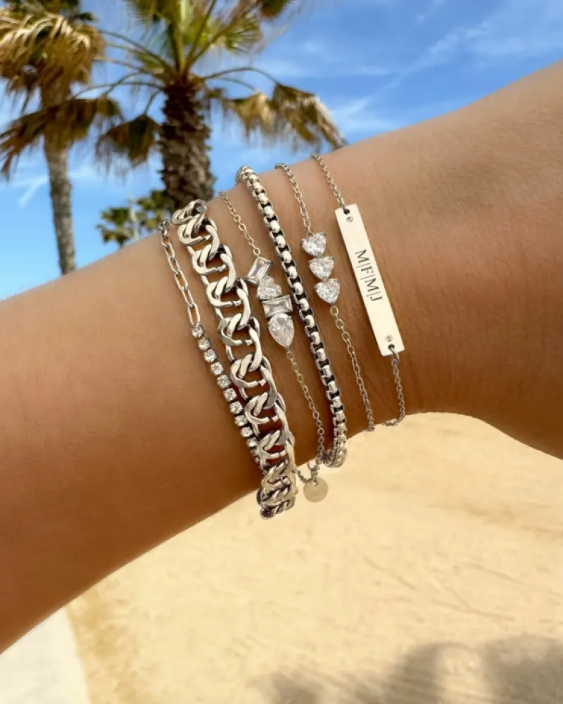 Finaste Graveerbare bar armband met steentjes Discount