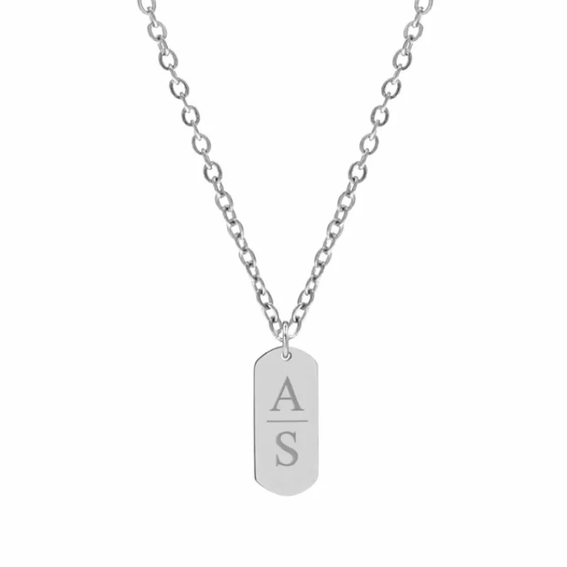 Finaste Graveerbare Bar Ketting 2 Letters New