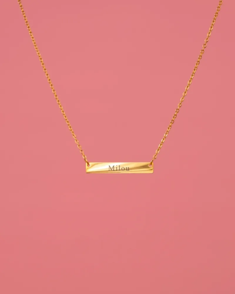 Finaste Graveerbare Bar Ketting Goud Kleurig Best