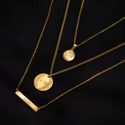 Finaste Graveerbare Bar Ketting Goud Kleurig Best