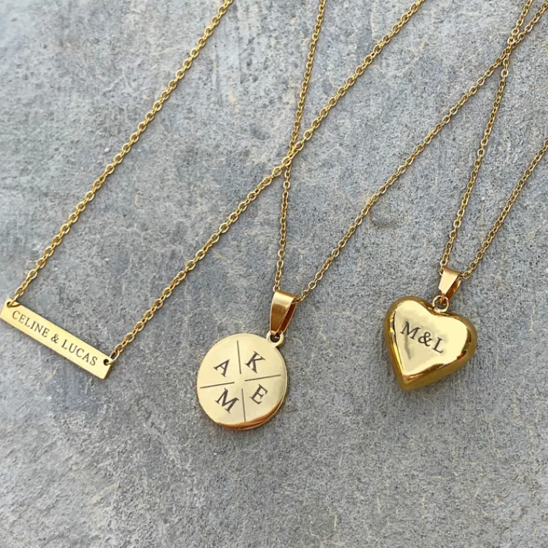 Finaste Graveerbare Bar Ketting Goud Kleurig Best