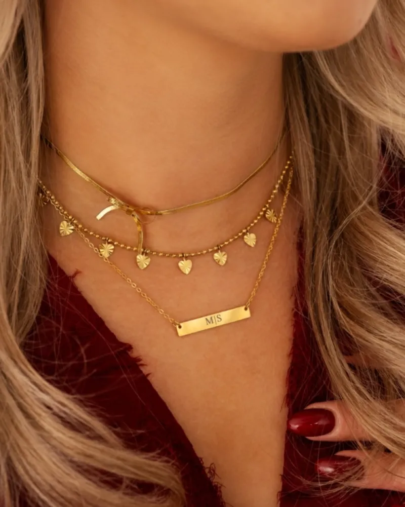 Finaste Graveerbare Bar Ketting Goud Kleurig Best