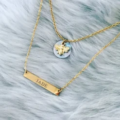 Finaste Graveerbare Bar Ketting Goud Kleurig Best