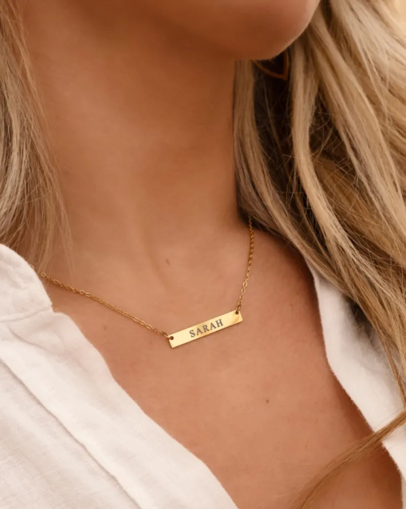 Finaste Graveerbare Bar Ketting Goud Kleurig Best