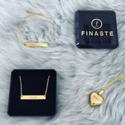 Finaste Graveerbare Bar Ketting Goud Kleurig Best