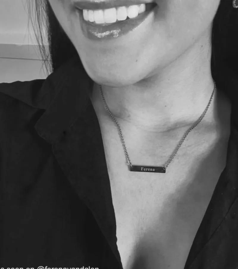 Finaste Graveerbare Bar Ketting Goud Kleurig Best