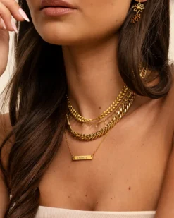 Finaste Graveerbare Bar Ketting Goud Kleurig Best