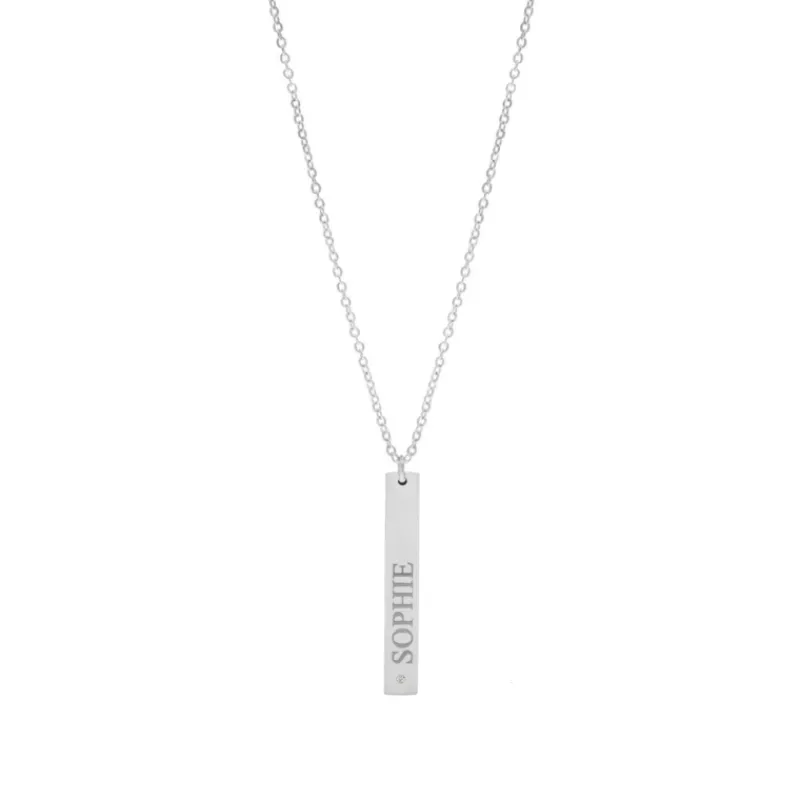 Finaste Graveerbare bar ketting met steentje New