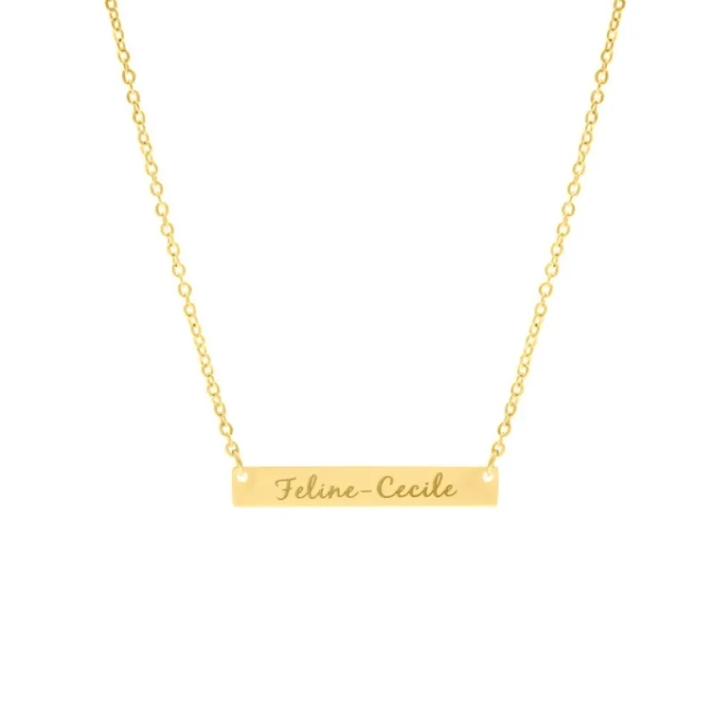 Finaste Graveerbare bar ketting met sierletters goud kleurig Online
