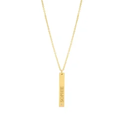 Finaste Graveerbare bar ketting met steentje goudkleurig Sale