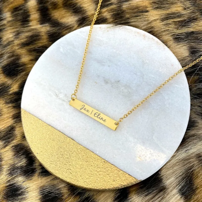 Finaste Graveerbare bar ketting met sierletters goud kleurig Online