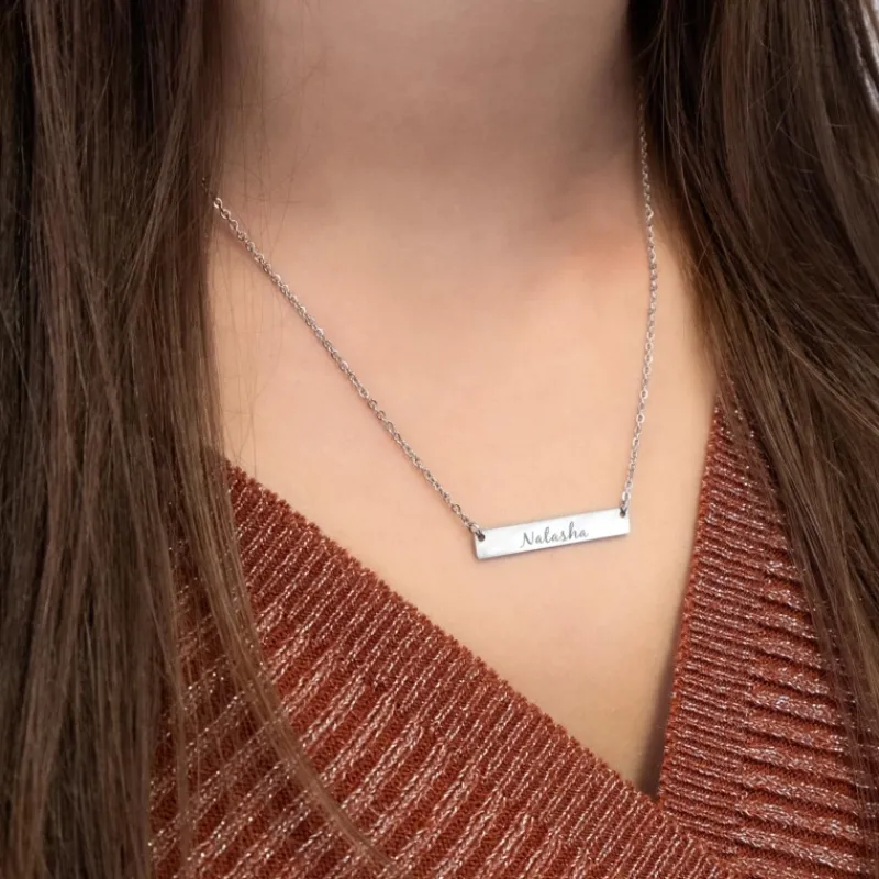 Finaste Graveerbare bar ketting met sierletters Outlet
