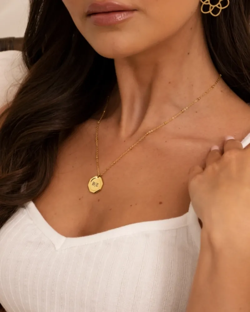 Finaste Graveerbare charm ketting goudkleurig Online