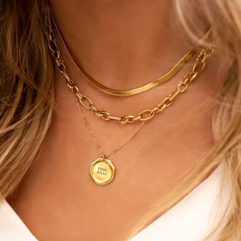 Finaste Graveerbare charm ketting goudkleurig Online