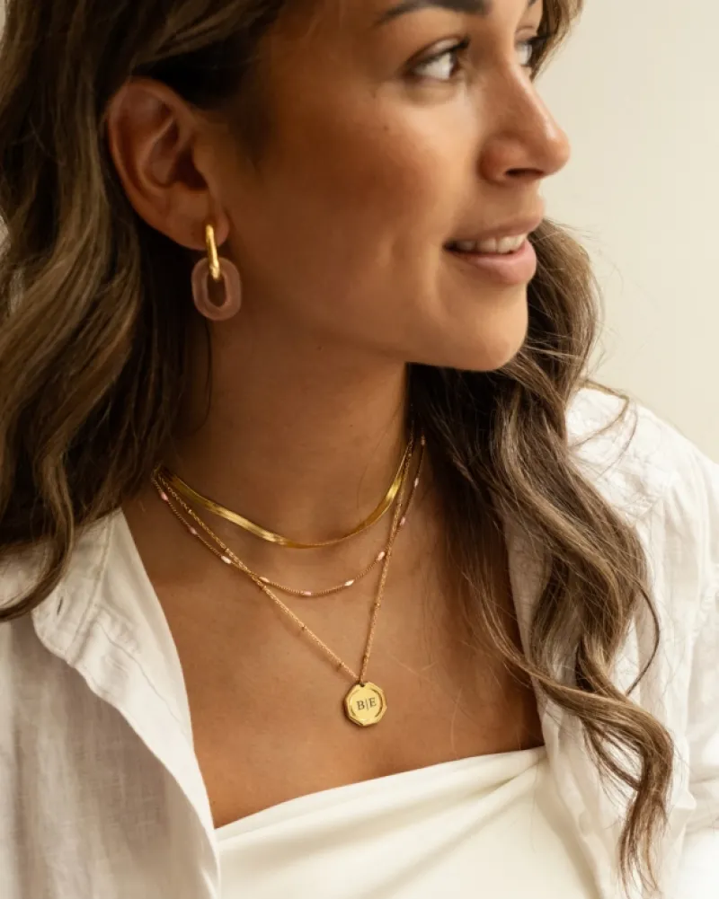 Finaste Graveerbare charm ketting goudkleurig Online