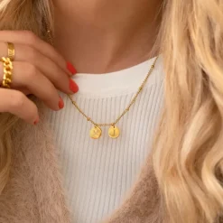 Finaste Graveerbare coin ketting goudkleurig Online