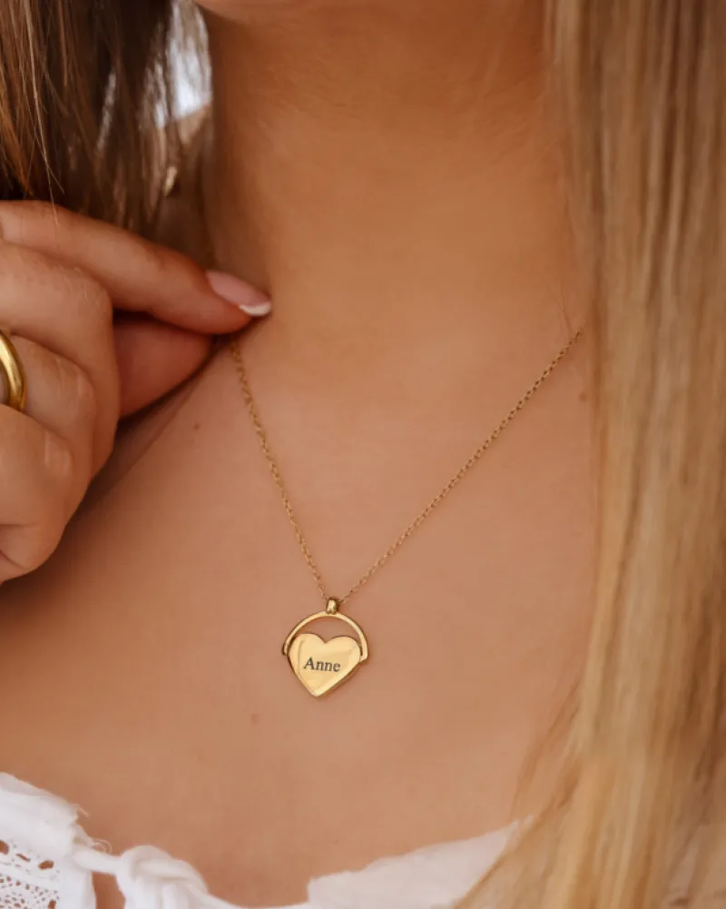 Finaste Graveerbare hartjes ketting ariana goudkleurig Sale