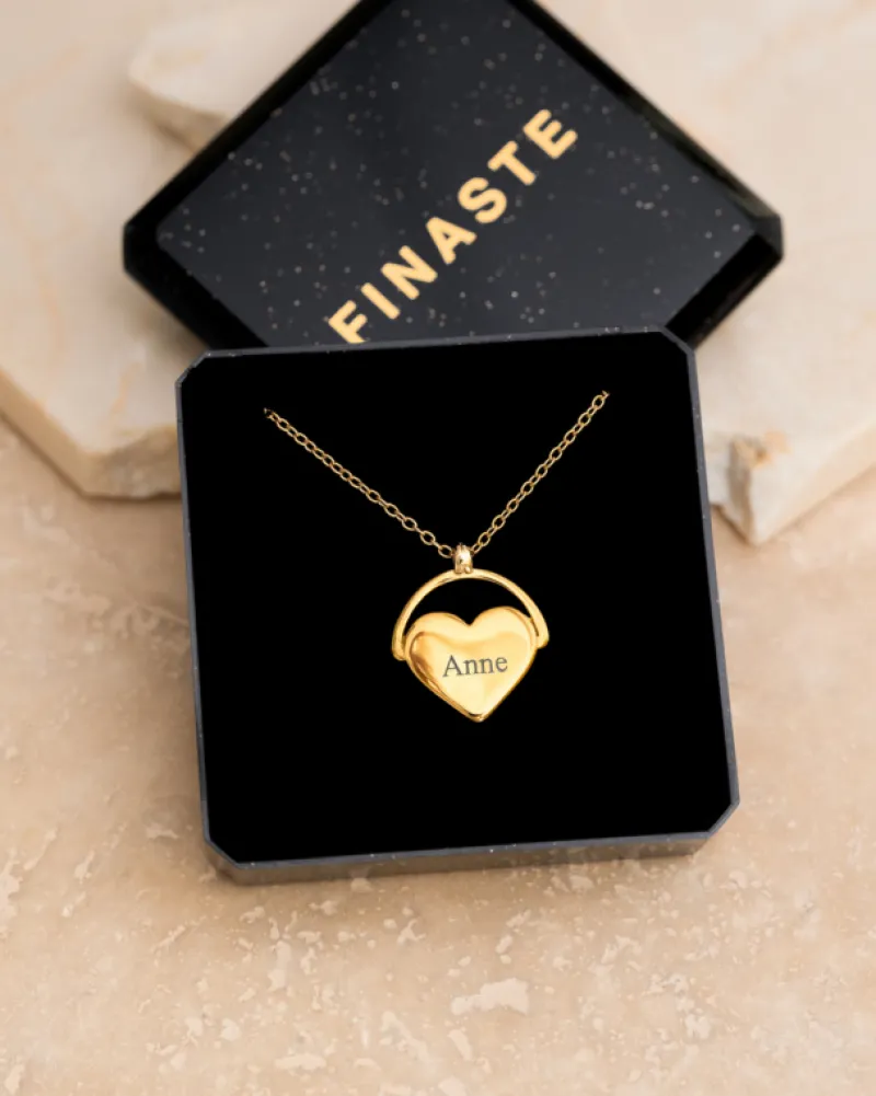 Finaste Graveerbare hartjes ketting ariana goudkleurig Sale