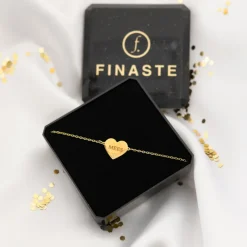 Finaste Graveerbare heart armband met steentje goudkleurig Online