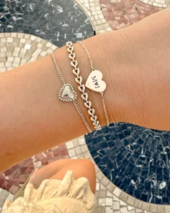 Finaste Graveerbare heart armband met steentje Clearance