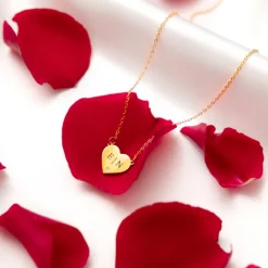Finaste Graveerbare heart ketting met steentje goudkleurig Online