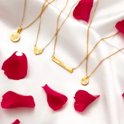 Finaste Graveerbare heart ketting met steentje goudkleurig Online
