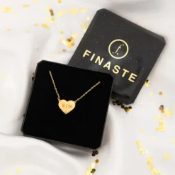 Finaste Graveerbare heart ketting met steentje goudkleurig Online